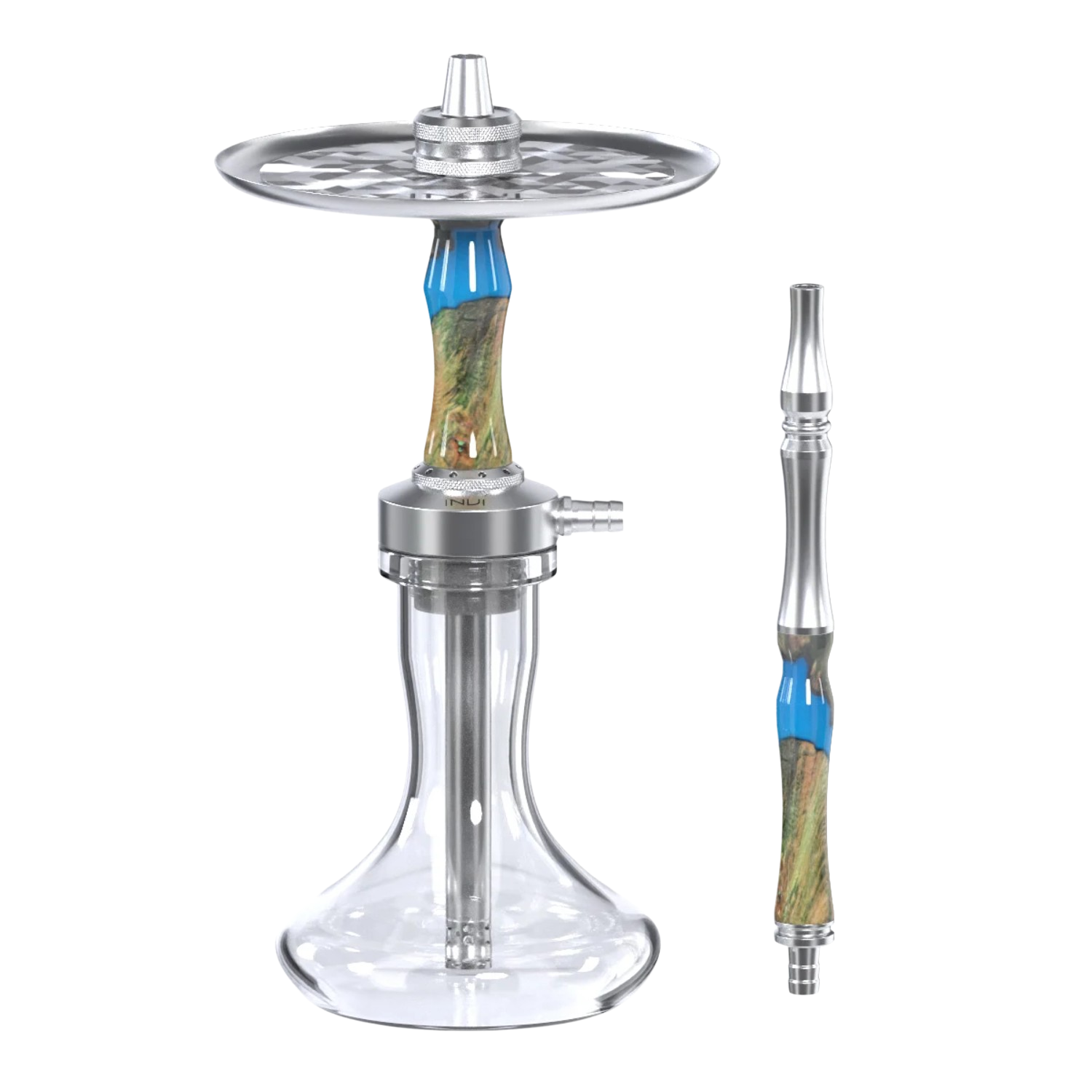 INVI Vertex Edelstahl Wood Edition Blau-Grün Shisha INVI Vertex Edelstahl Wood Edition Blau-Grün Shisha