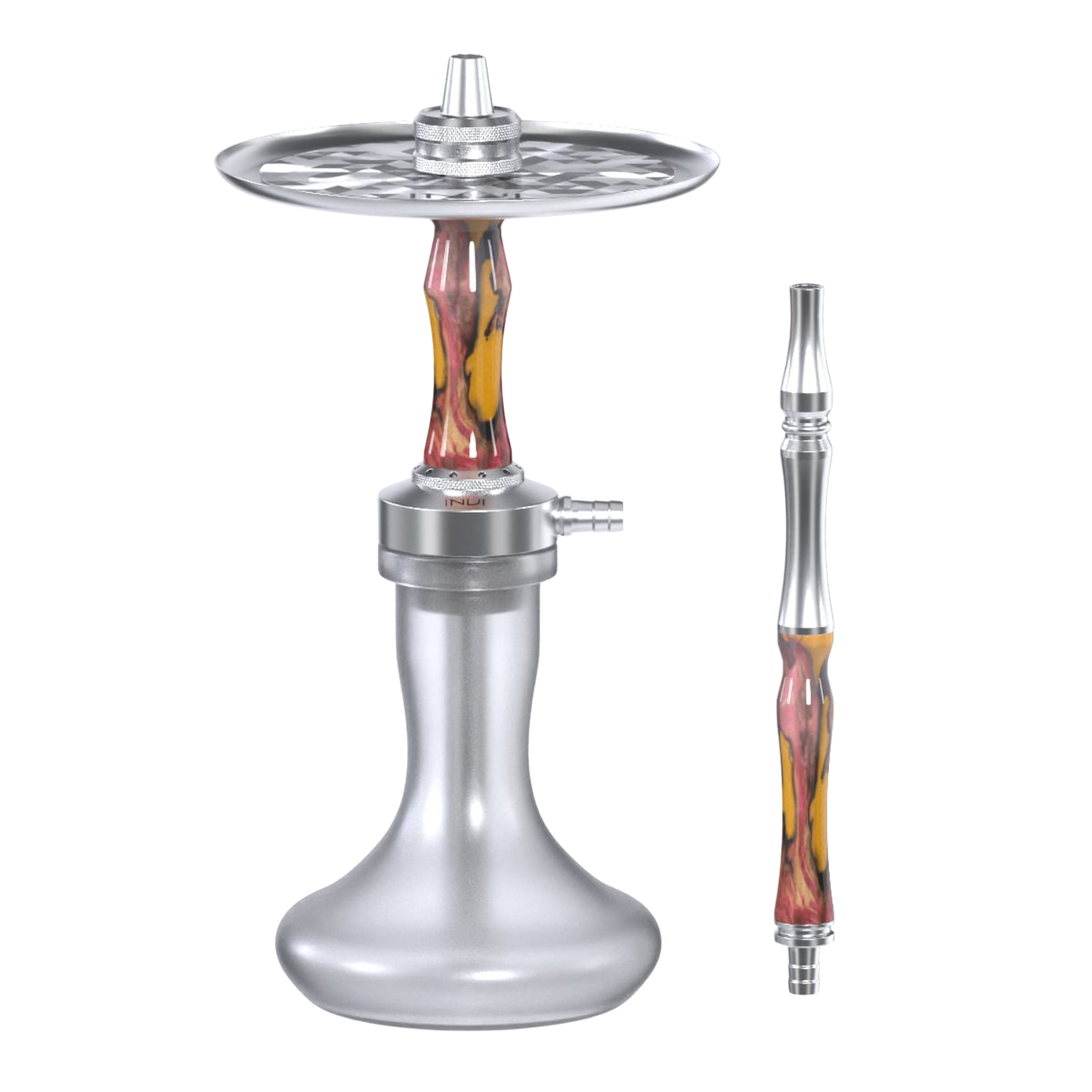 INVI Vertex Frosted Edelstahl Wood Edition Orange-Pink Shisha