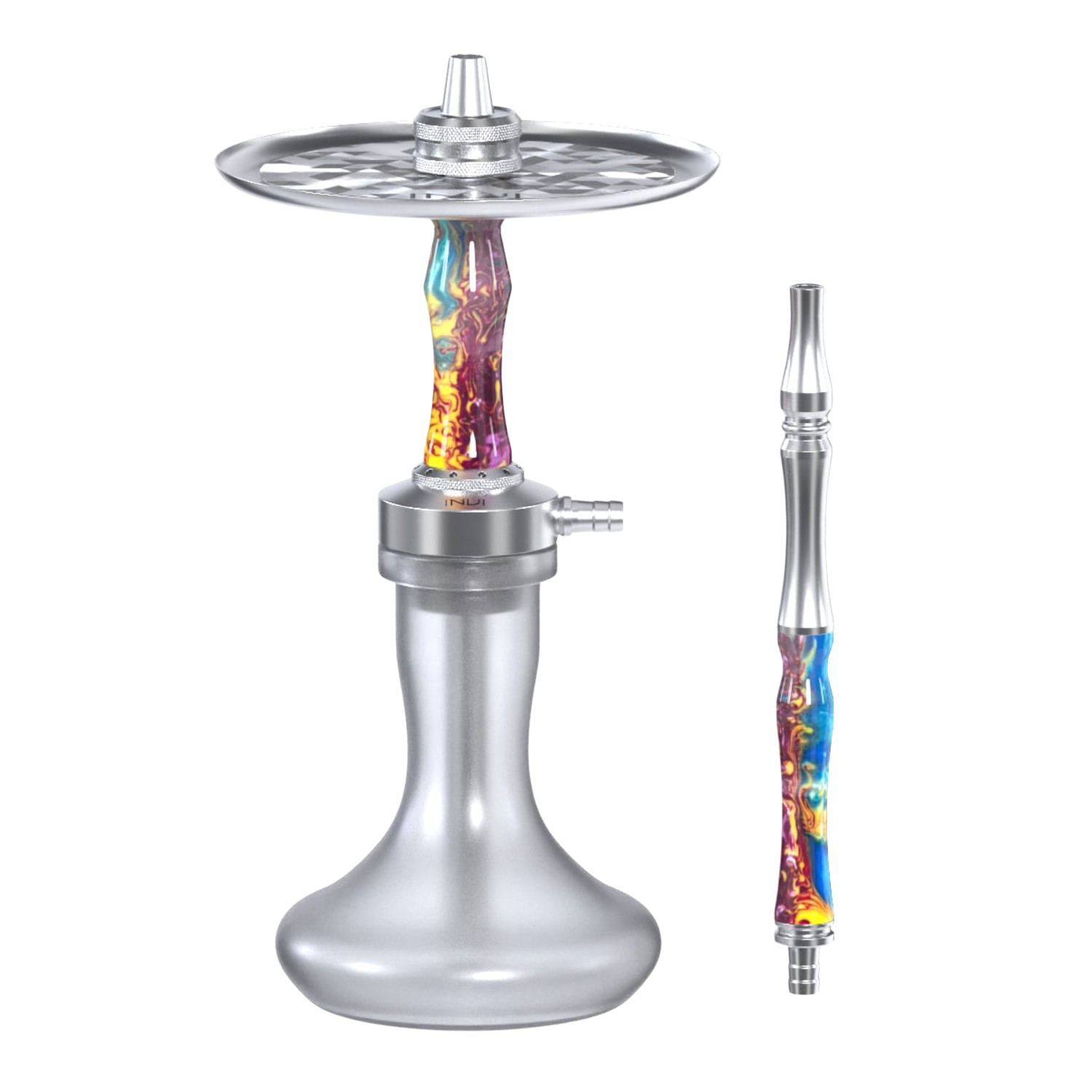 INVI Vertex Frosted Edelstahl Blau-Gelb-Lila Shisha