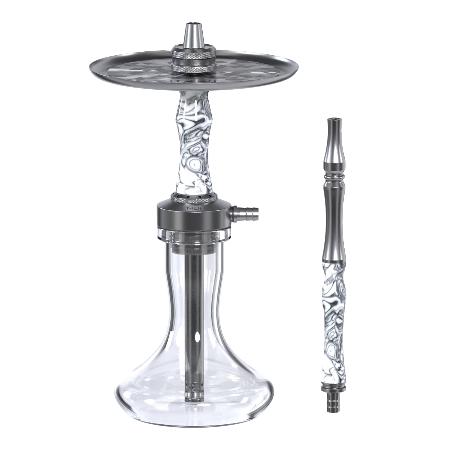 INVI Vertex Edelstahl Gun Metal Schwarz-Weiss Shisha