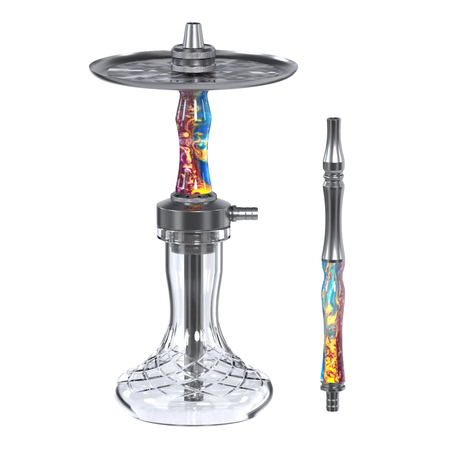 INVI Vertex Handcut Edelstahl Gun Metal Blau-Gelb-Lila Shisha INVI Vertex Handcut Edelstahl Gun Metal Blau-Gelb-Lila Shisha