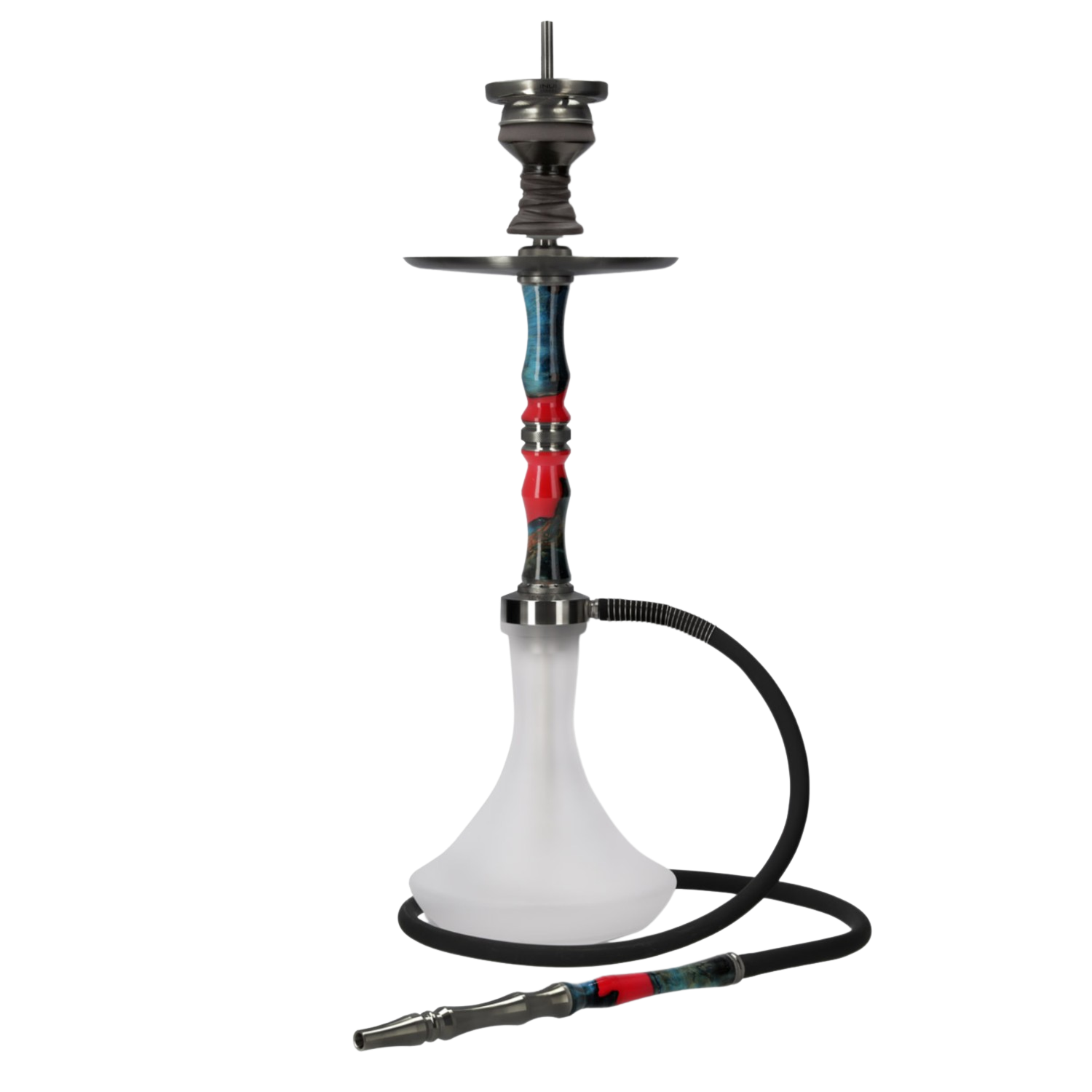 INVI Recursion Frosted Edelstahl Gun Metal Rot-Türkis Shisha