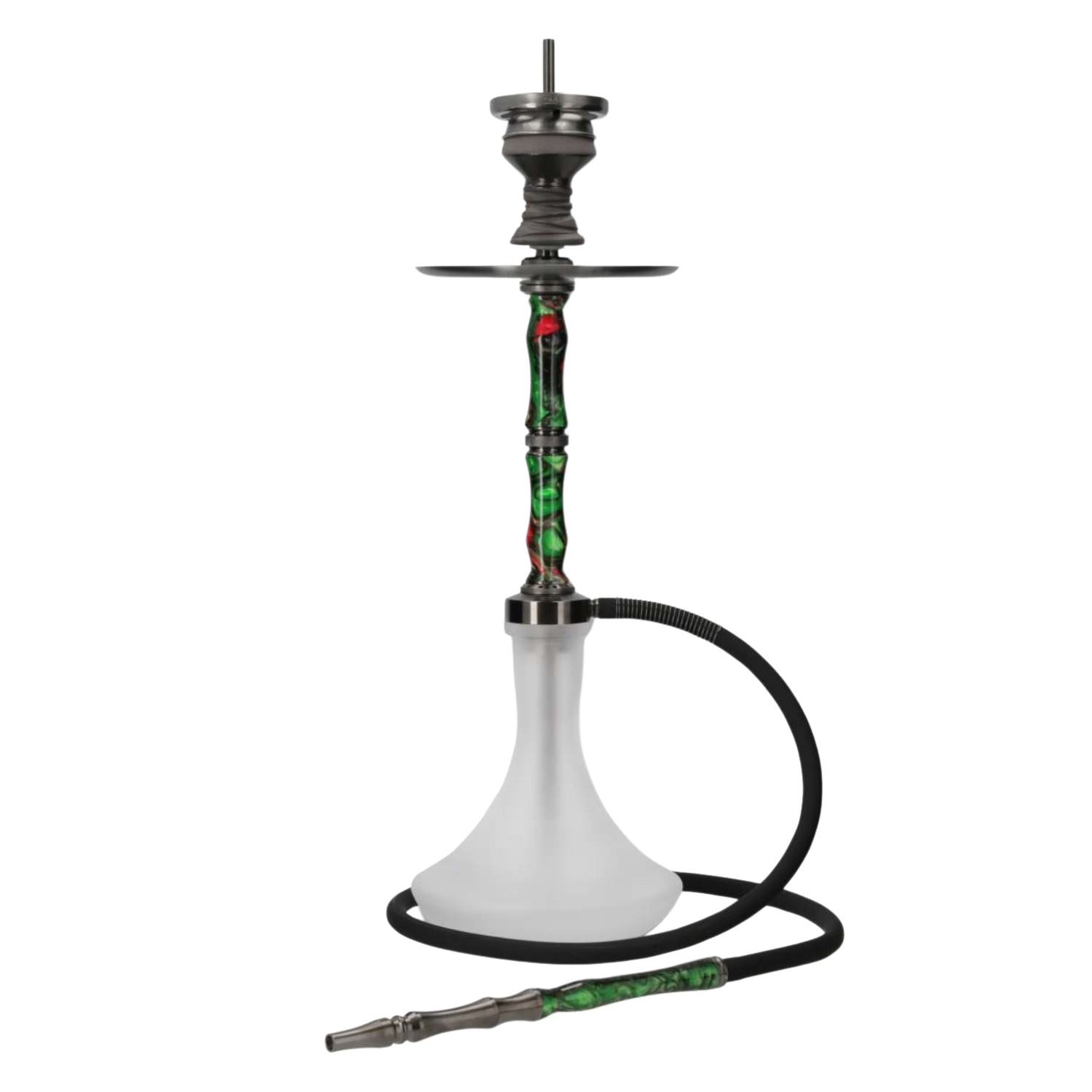 INVI Recursion Frosted Edelstahl Gun Metal Grün-Rot Shisha