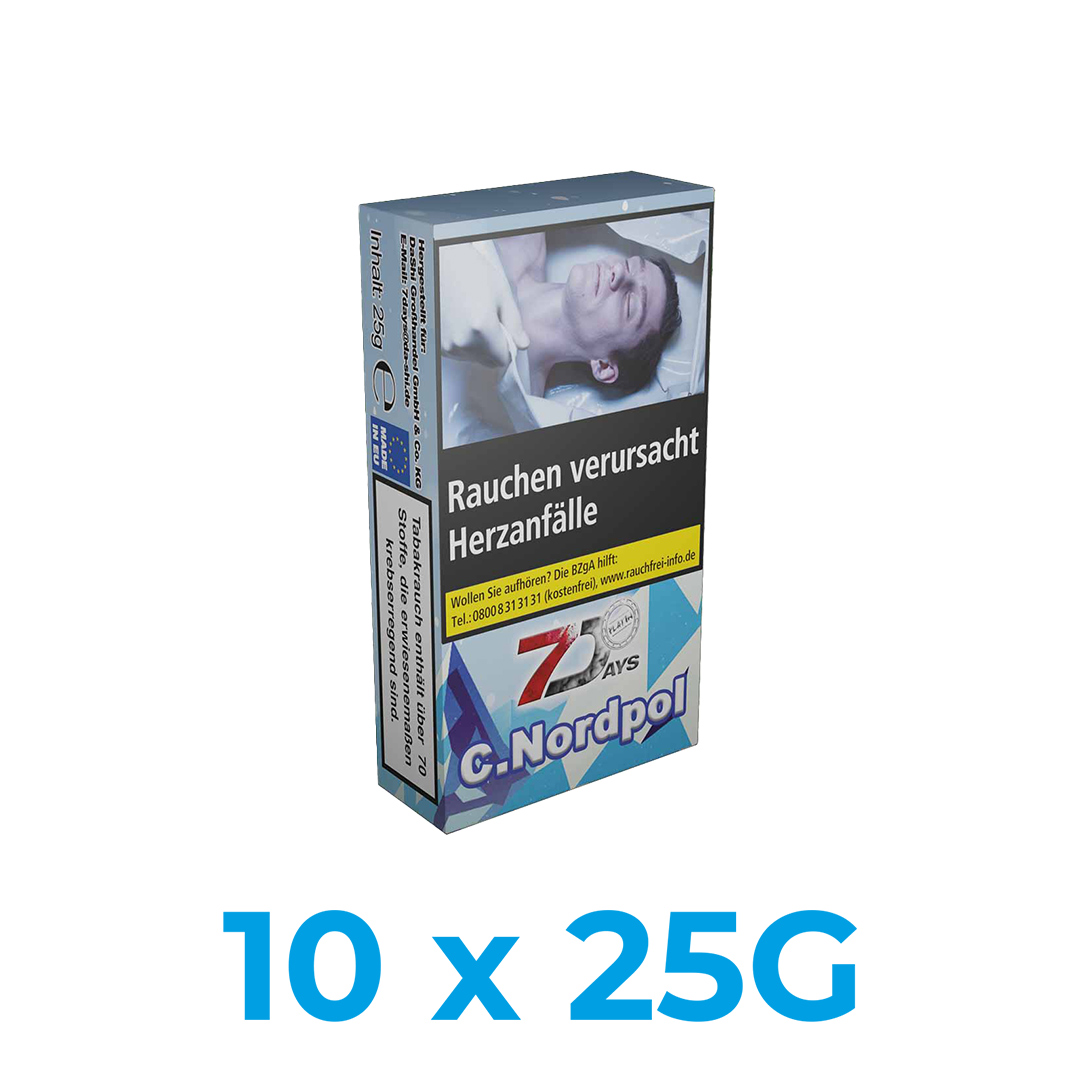 7Days Platin C Nordpol 250g Shisha Tabak (10x25g) 7Days Platin C.Nordpol 250g Shisha Tabak (10x25g)