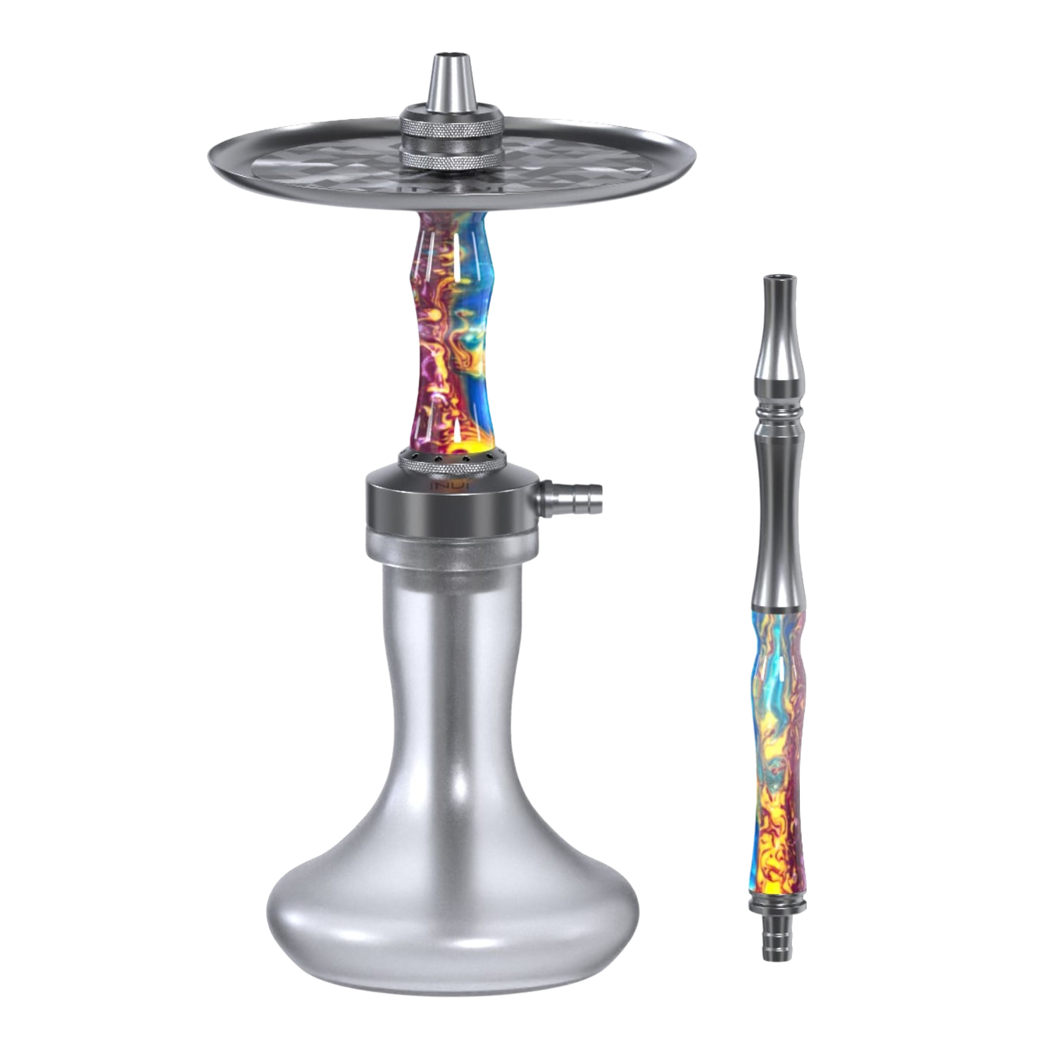 INVI Vertex Frosted Edelstahl Gun Metal Blau-Gelb-Lila Shisha