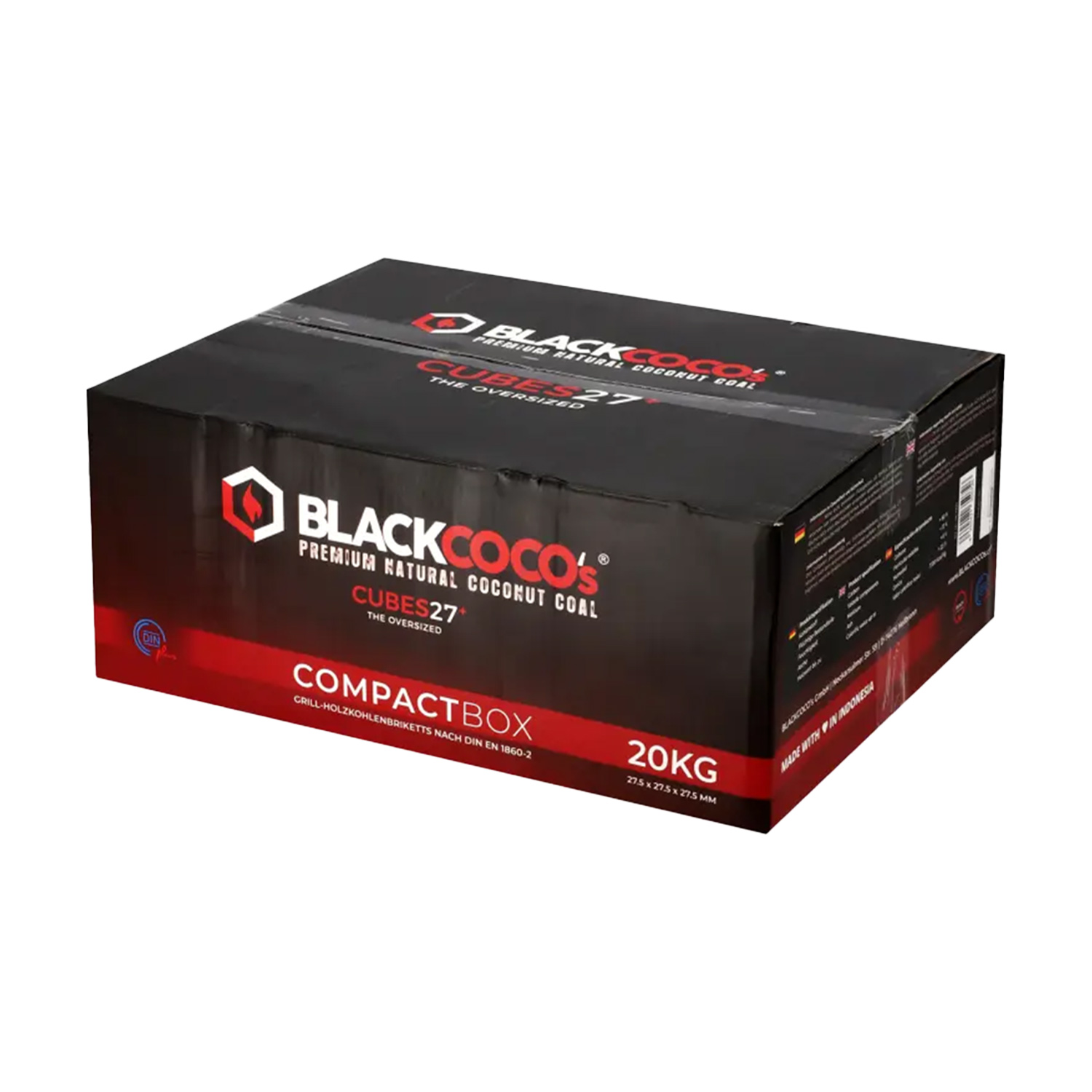 Black Cocos Kokoskohle Cubes 27 Gastro 20kg Black Cocos Kokoskohle Cubes 27 Gastro 20kg