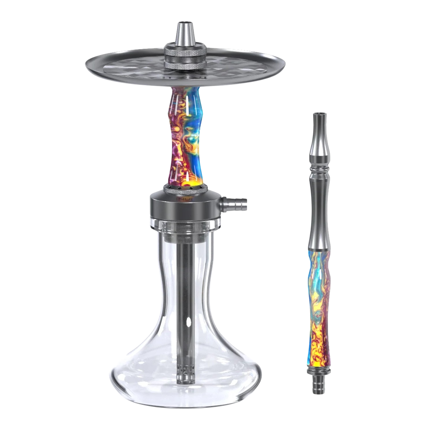 INVI Vertex Edelstahl Gun Metal Blau-Gelb-Lila Shisha INVI Vertex Edelstahl Gun Metal Blau-Gelb-Lila Shisha