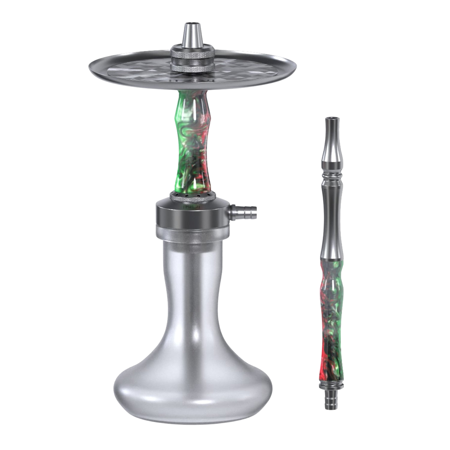 INVI Vertex Frosted Edelstahl Gun Metal Grün-Rot Shisha