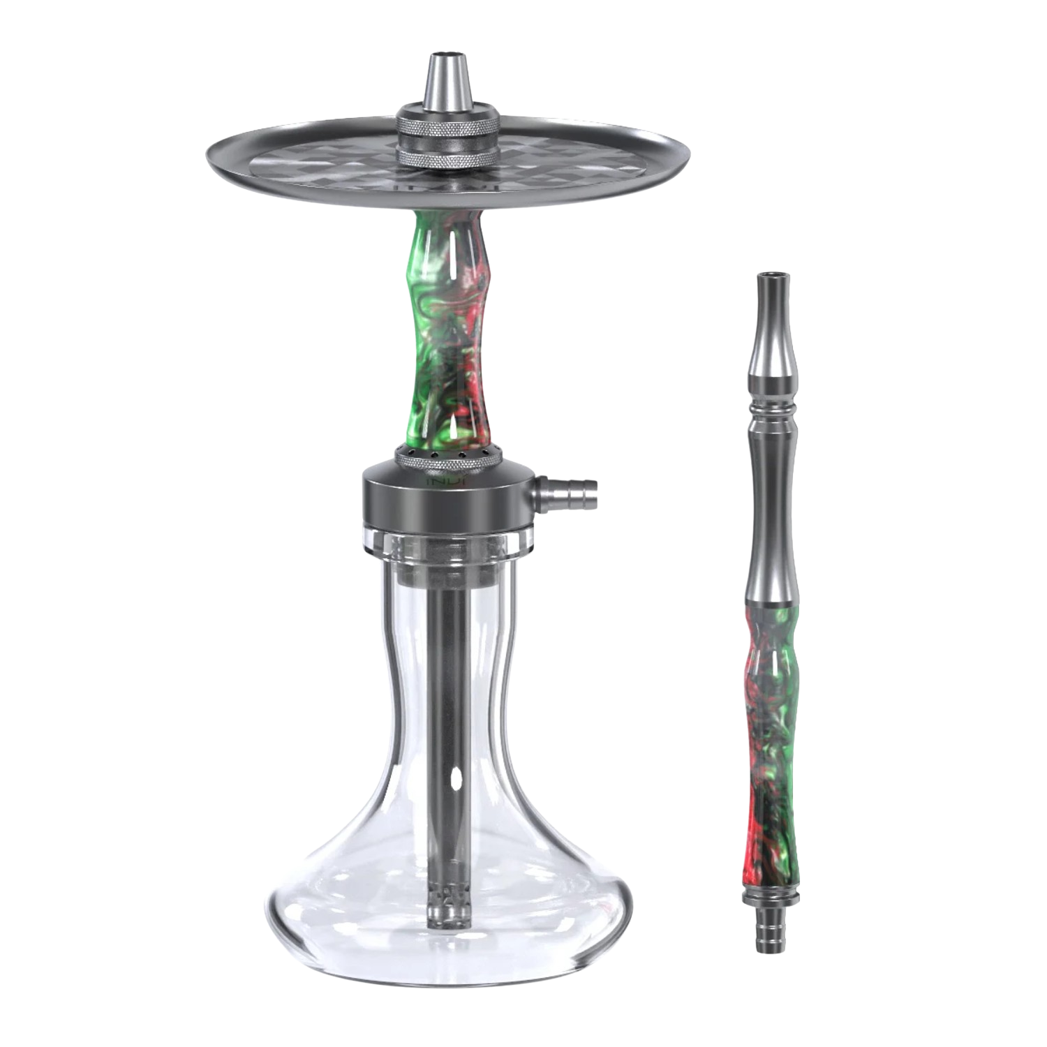 INVI Vertex Edelstahl Gun Metal Grün-Rot Shisha