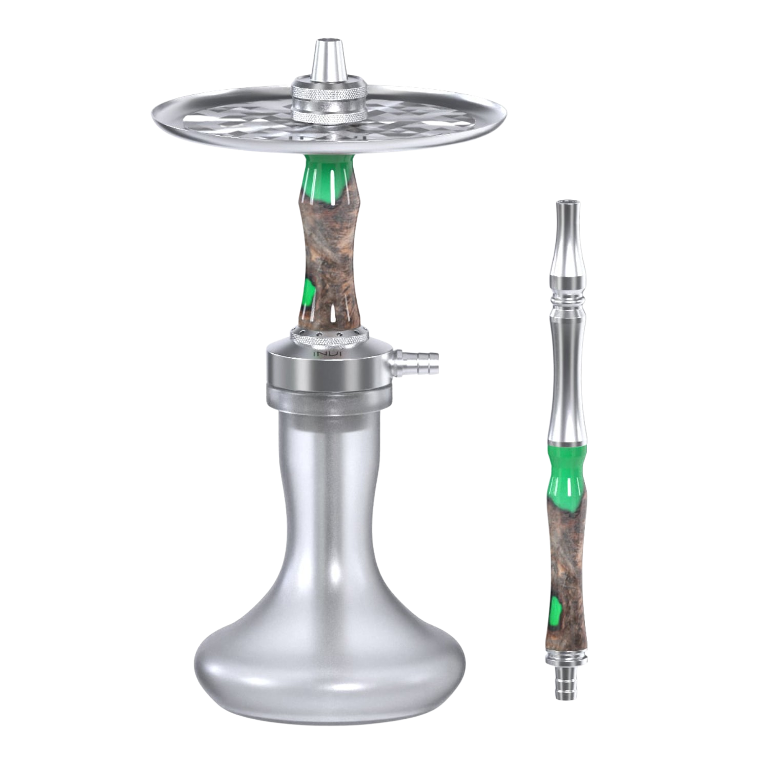 INVI Vertex Frosted Edelstahl Wood Edition Grün-Braun Shisha