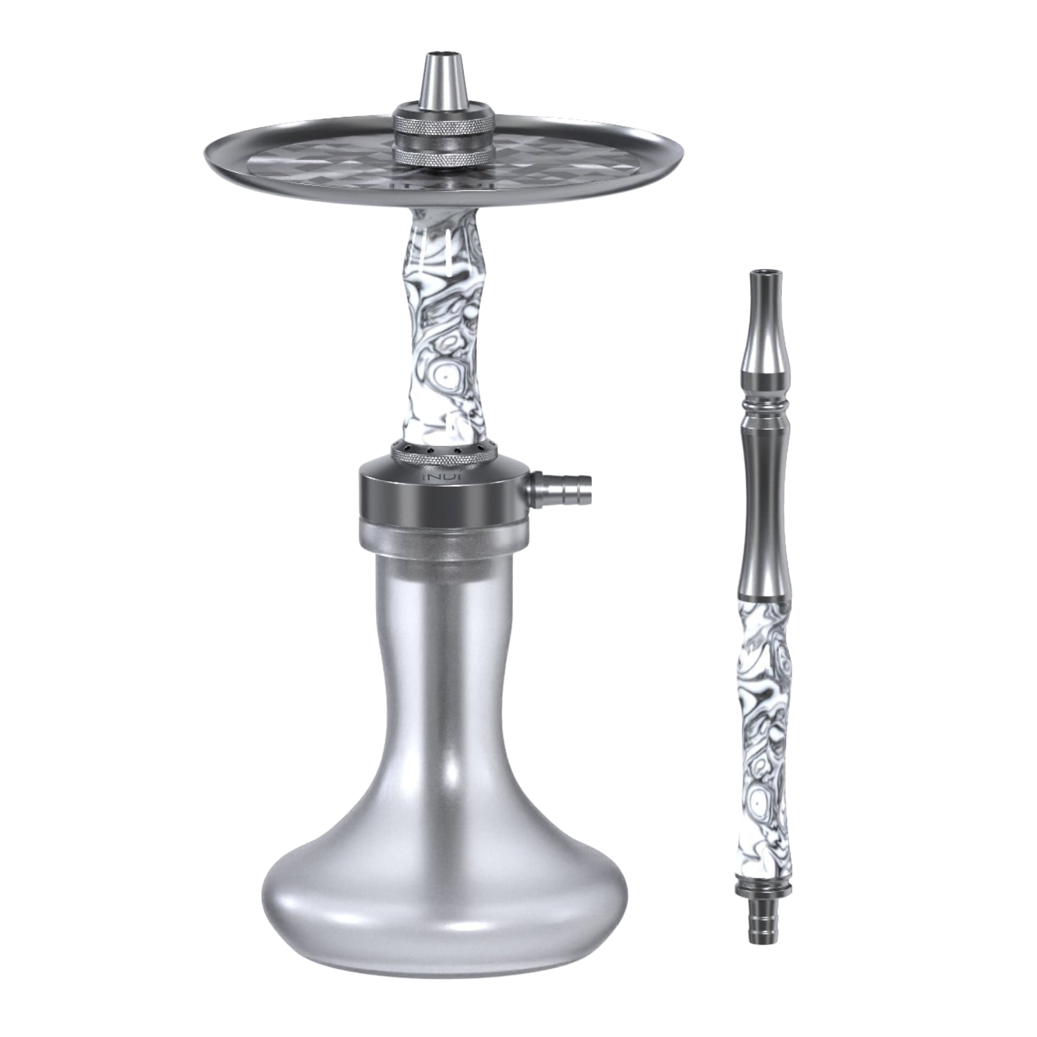 INVI Vertex Frosted Edelstahl Gun Metal Schwarz-Weiss Shisha