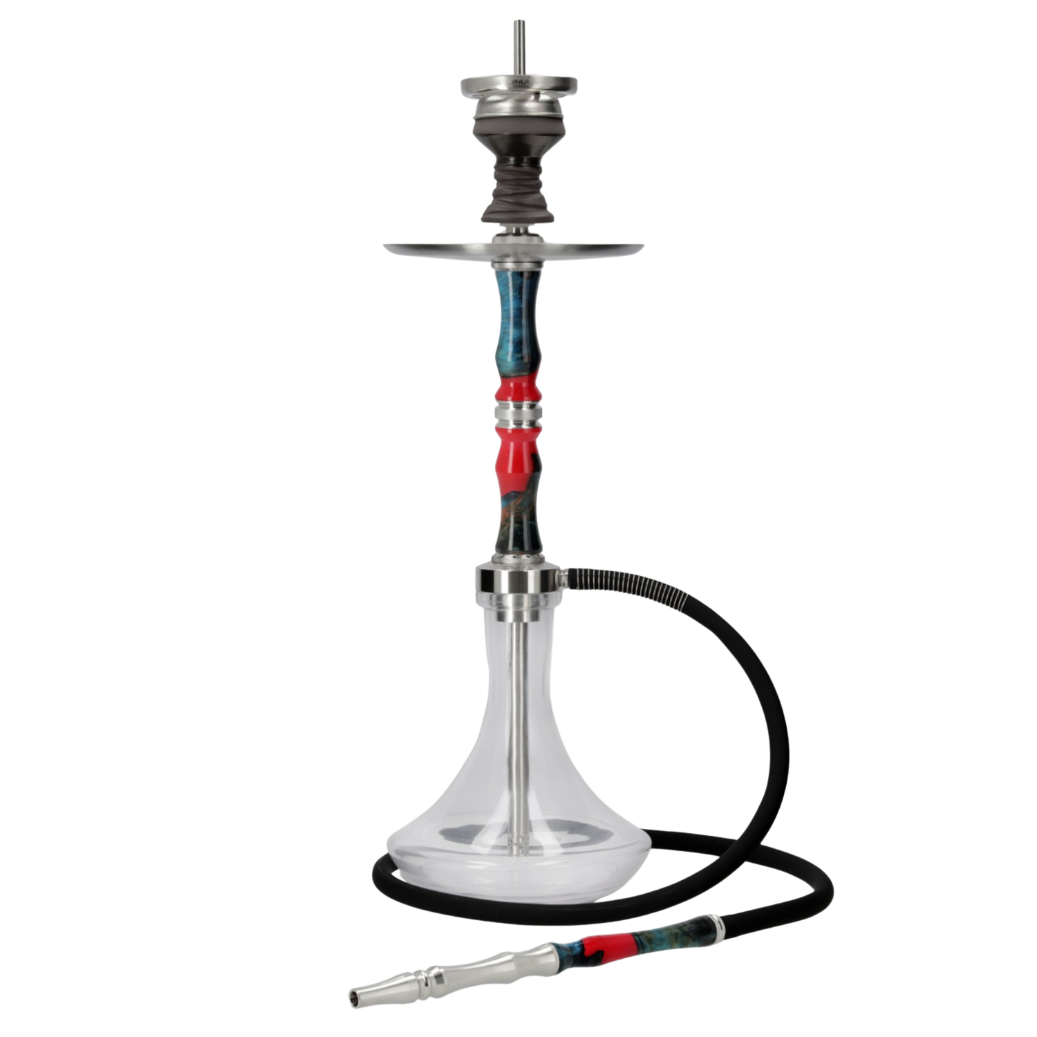 INVI Recursion Clear Edelstahl Rot-Türkis Shisha