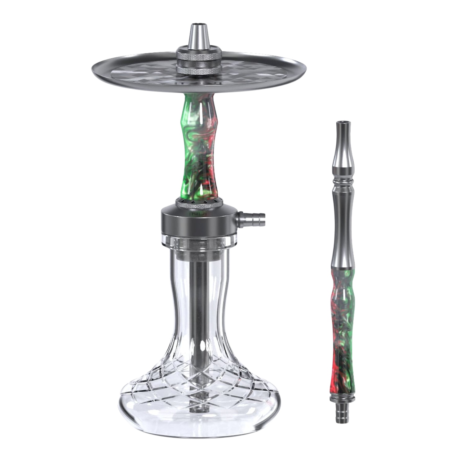 INVI Vertex Handcut Edelstahl Gun Metal Grün-Rot Shisha INVI Vertex Handcut Edelstahl Gun Metal Grün-Rot Shisha