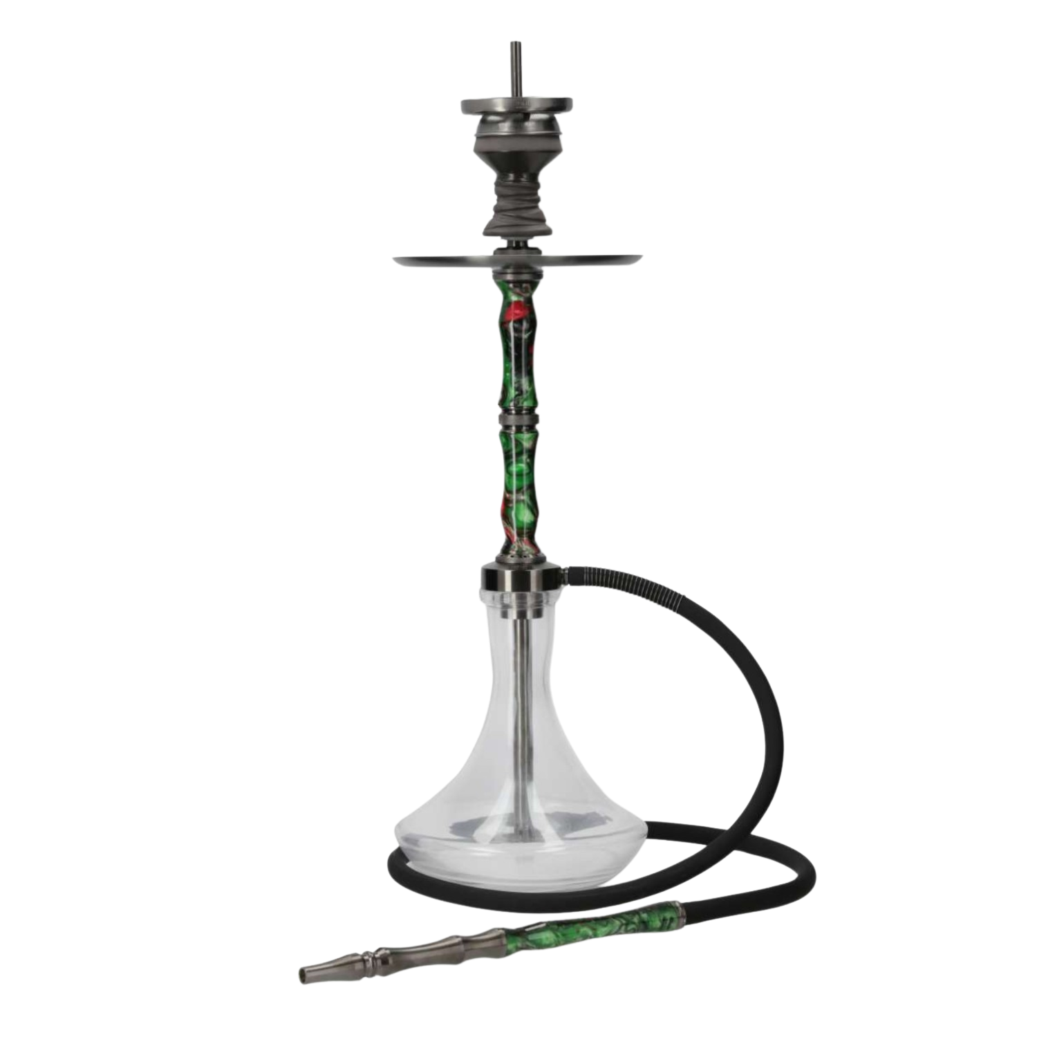 INVI Recursion Clear Edelstahl Gun Metal Grün-Rot Shisha