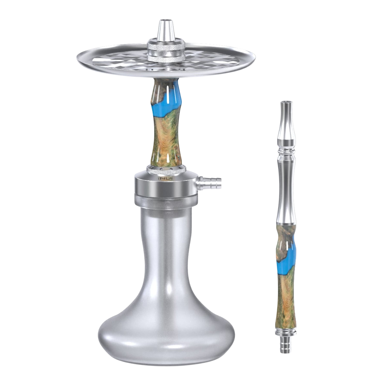 INVI Vertex Frosted Edelstahl Wood Edition Blau-Grün Shisha