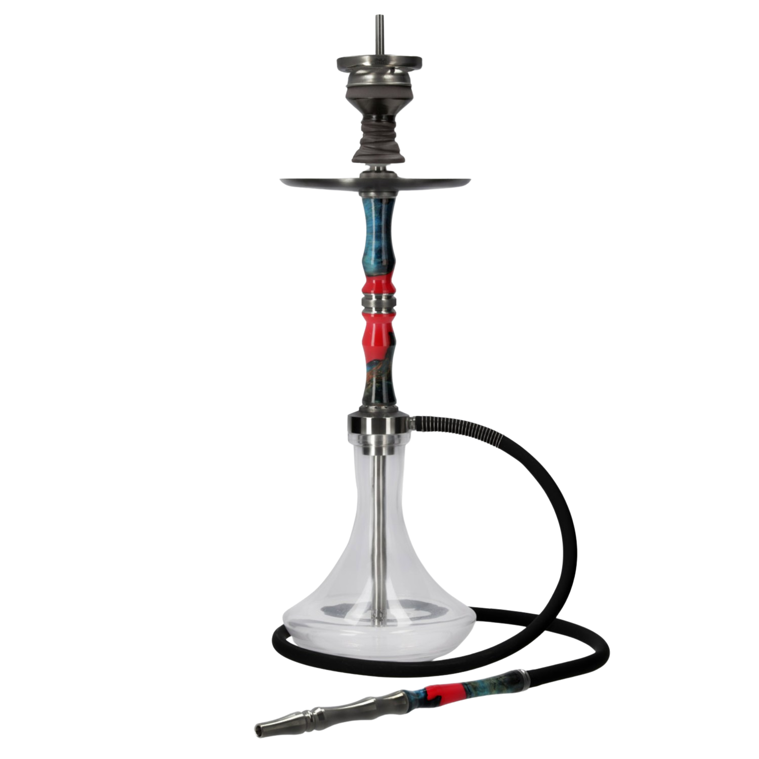 INVI Recursion Clear Edelstahl Gun Metal Rot-Türkis Shisha