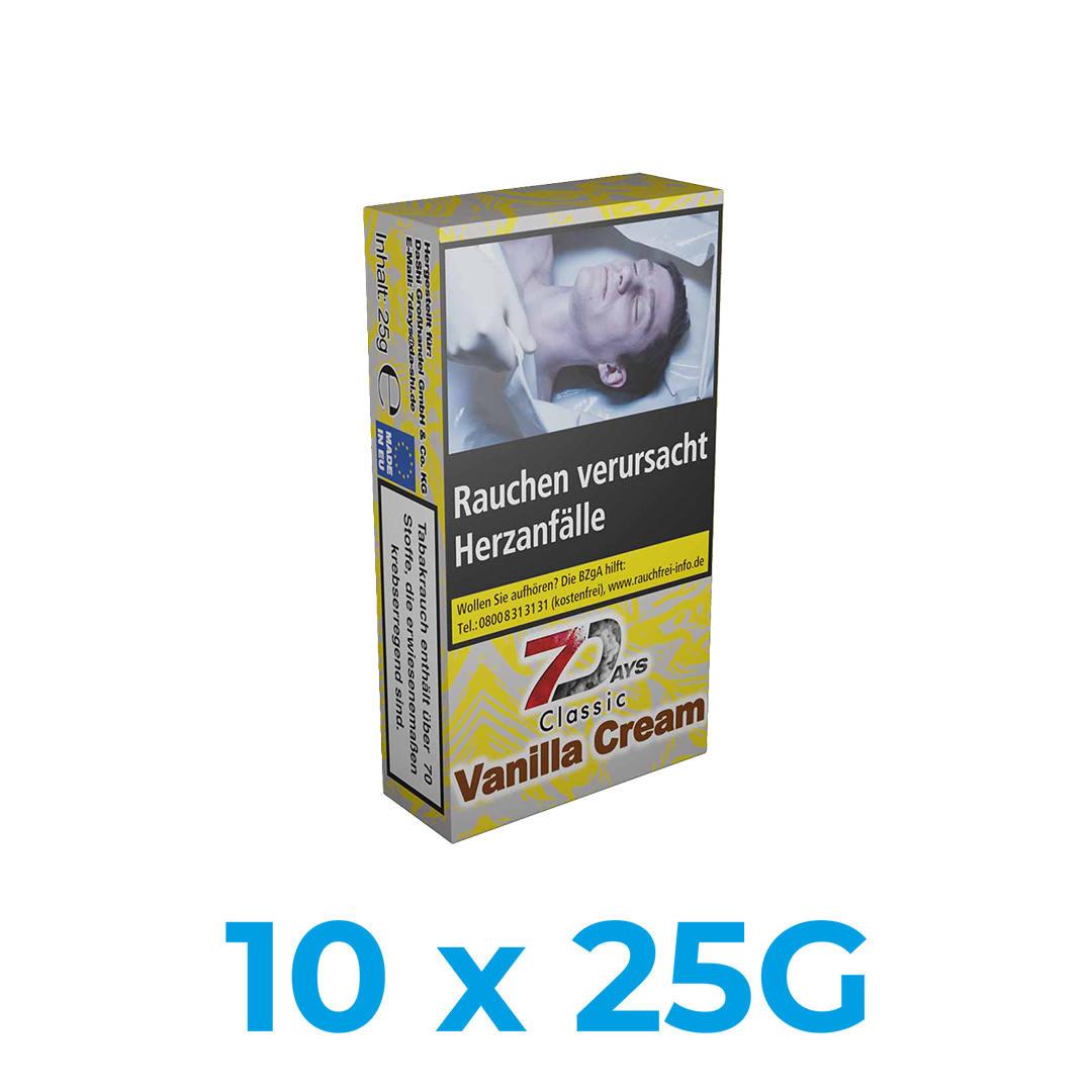 7Days Classic Vanilla Cream 250g Shisha Tabak (10x25g)